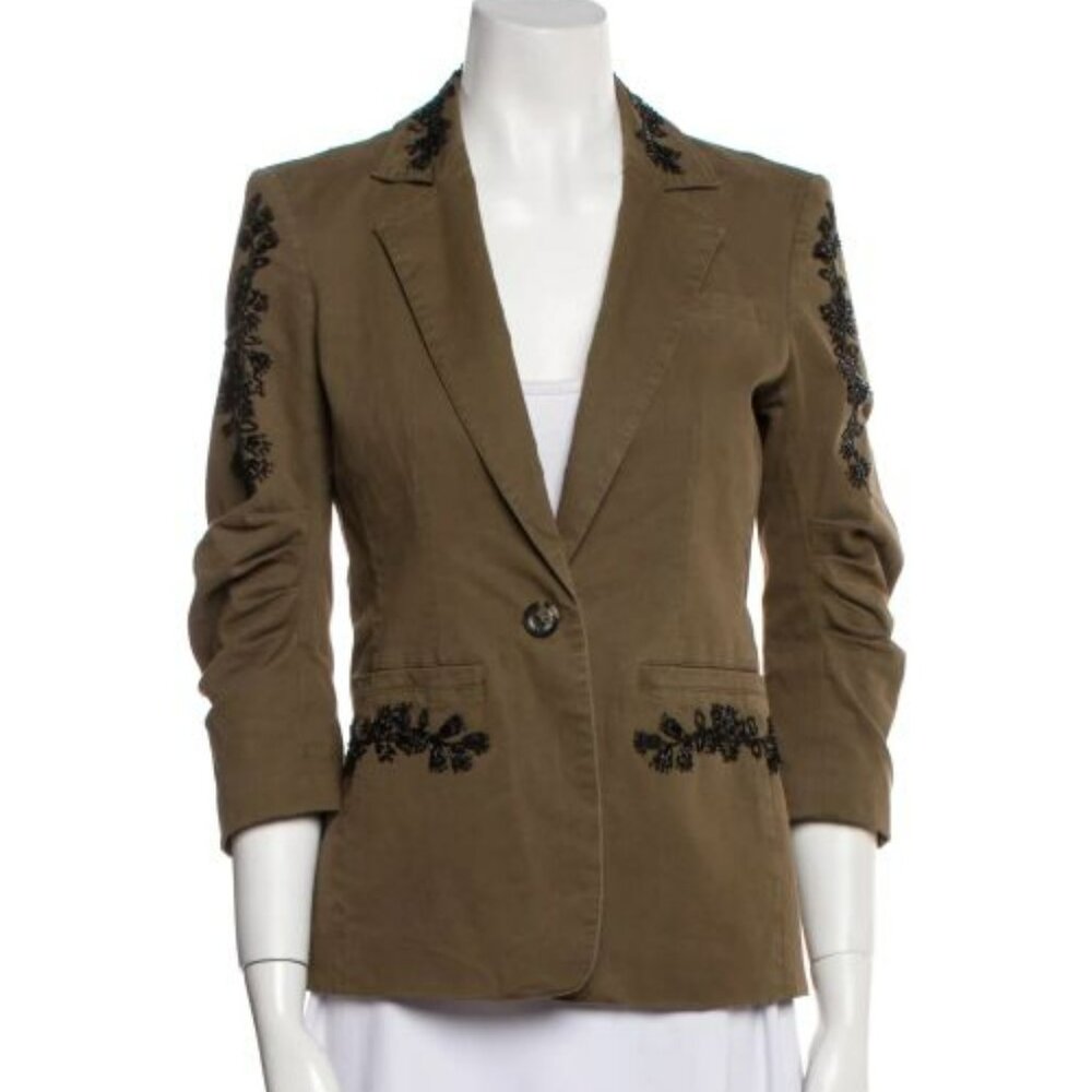 Cinq À Sept Klohe Olive Beaded Jacket Size S